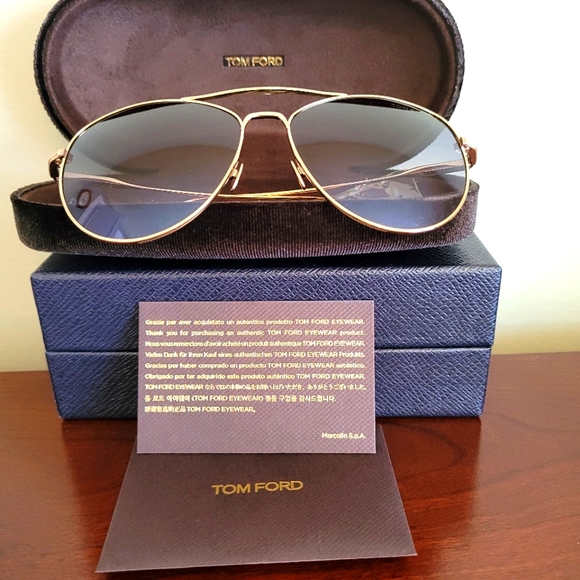 Tom Ford Sunglasses, Gold Titanium,  Smoke Lens FT0784 28B. - Picture 2 of 4